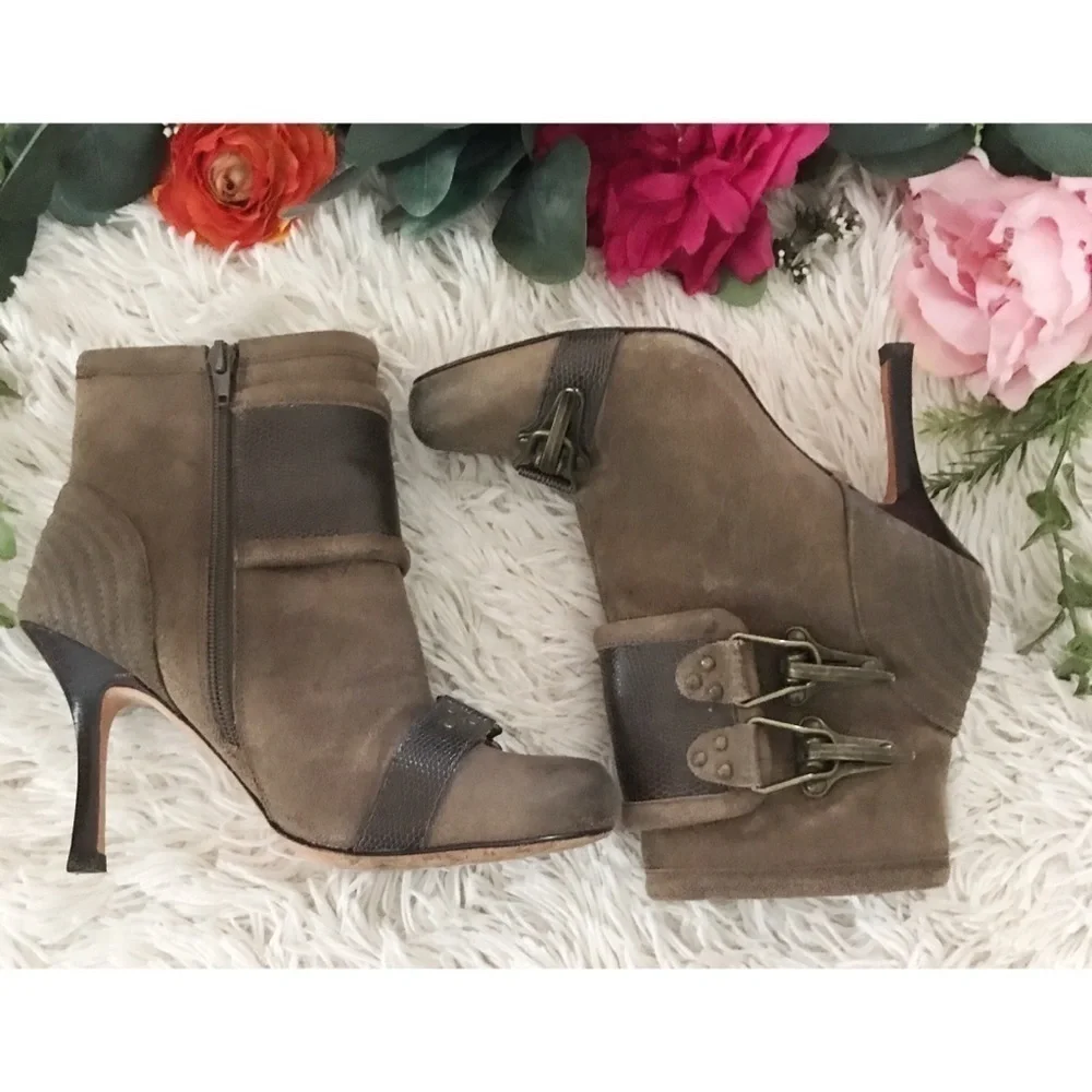 Plenty Tracy Reese Military Leather Buckle Booties